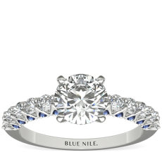 14k 白金隐藏式蓝宝石与钻石订婚戒指（1/2 克拉总重量）